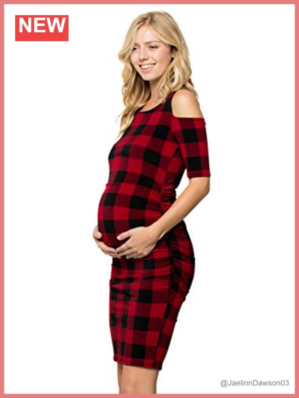 Cold Shoulder Fitted Maternity Dress Side Ruched Bodycon